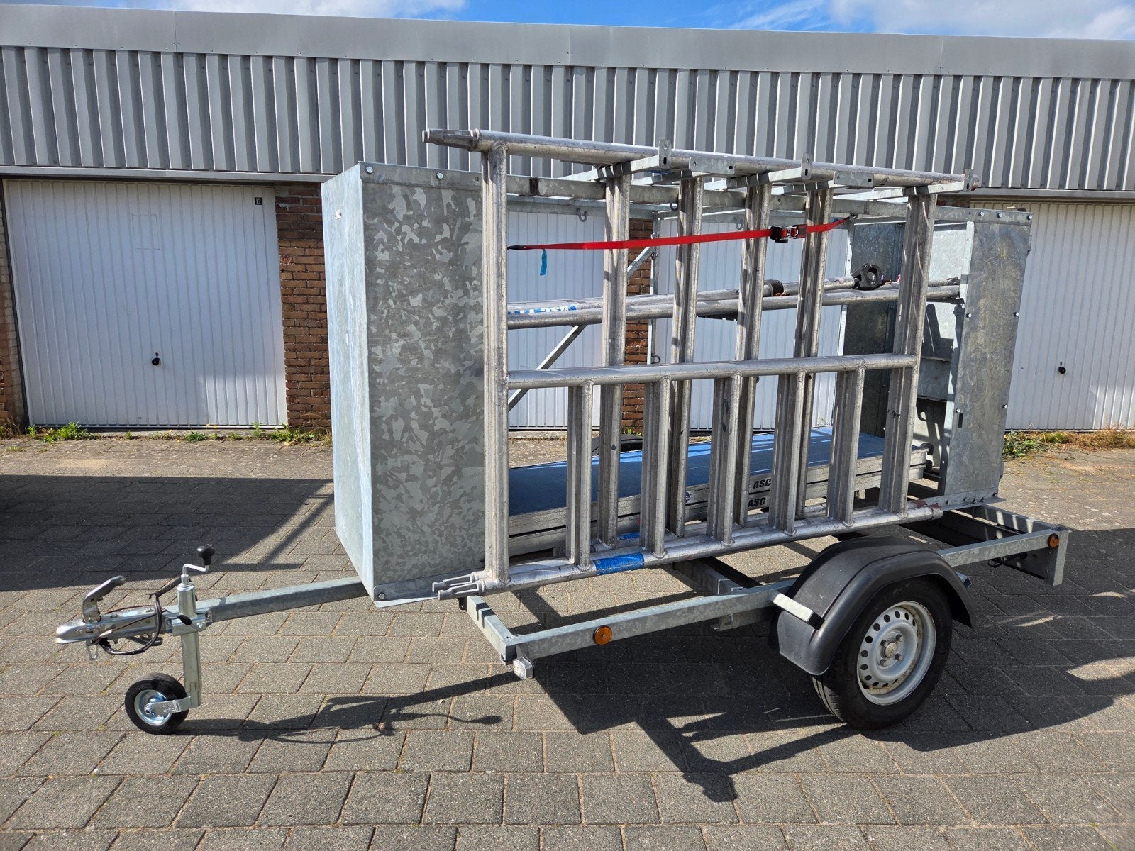 Te koop luxe asc steiger aanhanger, Doe-het-zelf en Verbouw, Ophalen, Zo goed als nieuw, Rolsteiger of Kamersteiger, 5 meter of hoger