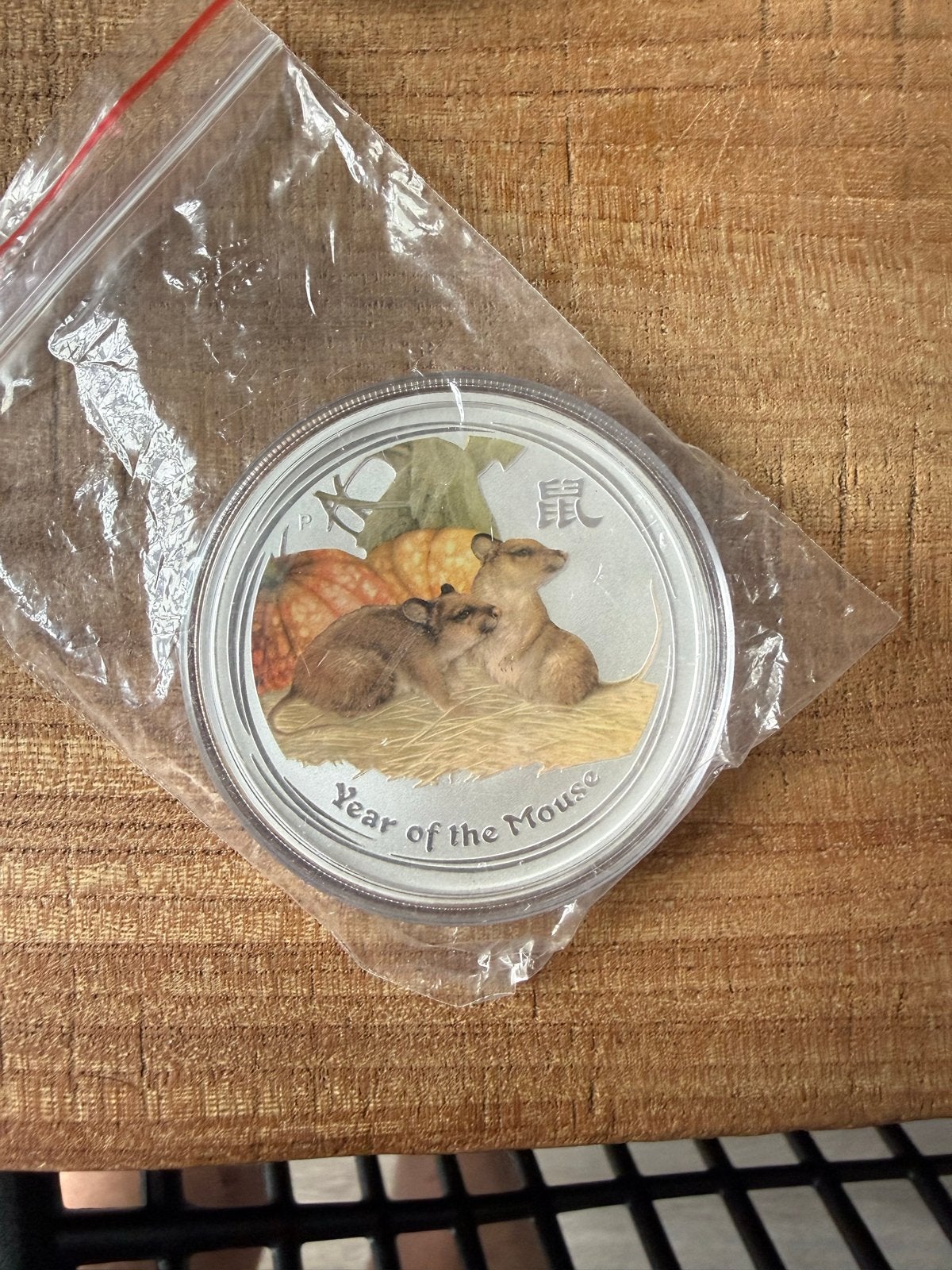 Lunar 2 - 2 oz Zilveren Muis Kleur Munt 2008, Postzegels en Munten, Edelmetalen en Baren, Ophalen of Verzenden, Zilver