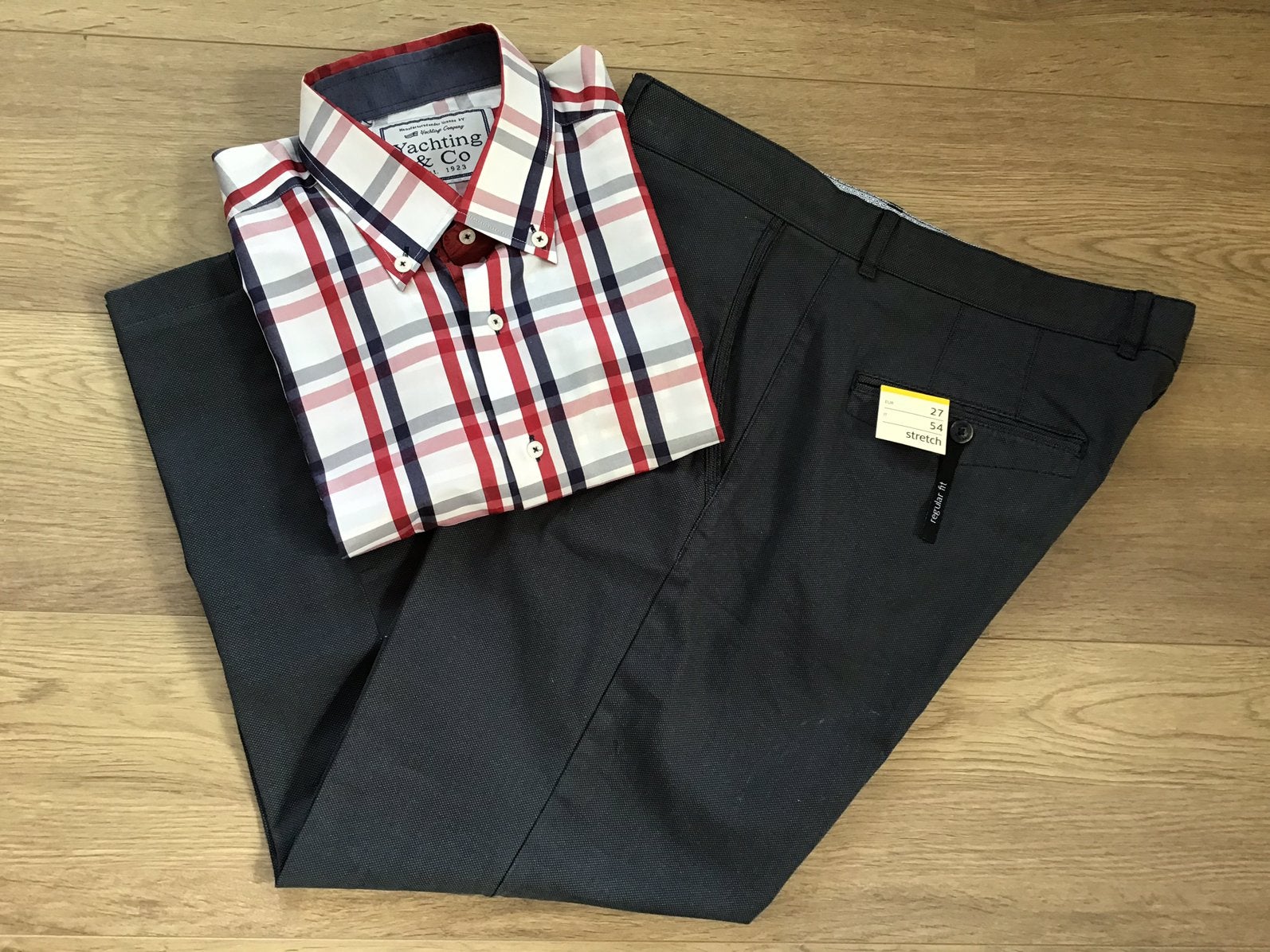YACHTING &CO!Lúxe O.Hemd XL.&CANDA!Lúxe BlauweBroek(27)Sámen, Ophalen of Verzenden, Zo goed als nieuw, Maat 56/58 (XL)