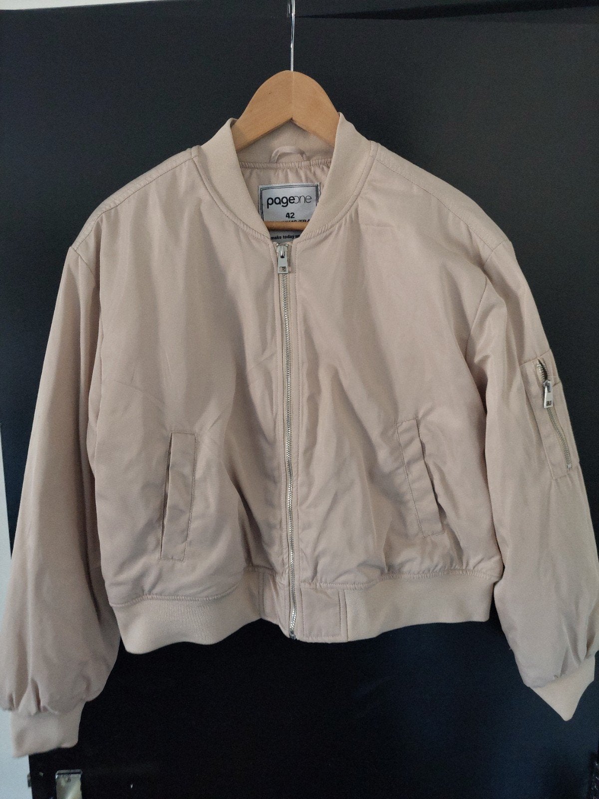 Page One Bomberjack Maat 42 Beige, Kleding | Dames, Jassen | Zomer, Beige, Maat 42/44 (L), Ophalen of Verzenden, Zo goed als nieuw