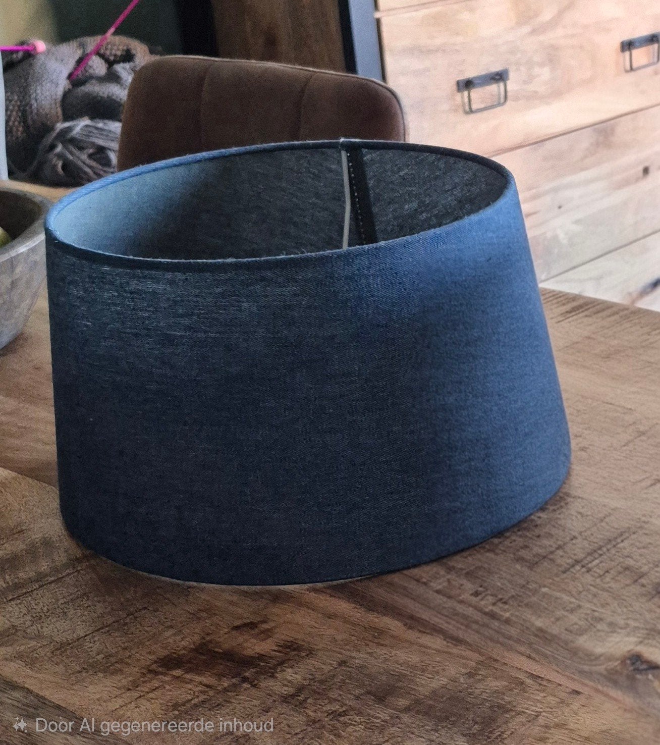 1 kleine blauwe lampenkap, Tafellamp, Blauw, Rond, Ophalen of Verzenden