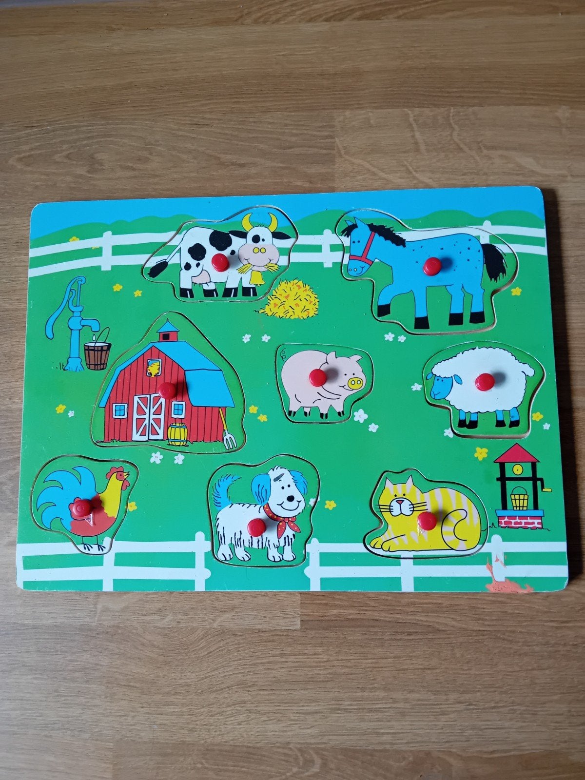 Houten boerderij puzzel met dieren, Ophalen of Verzenden, Gebruikt, Overige typen