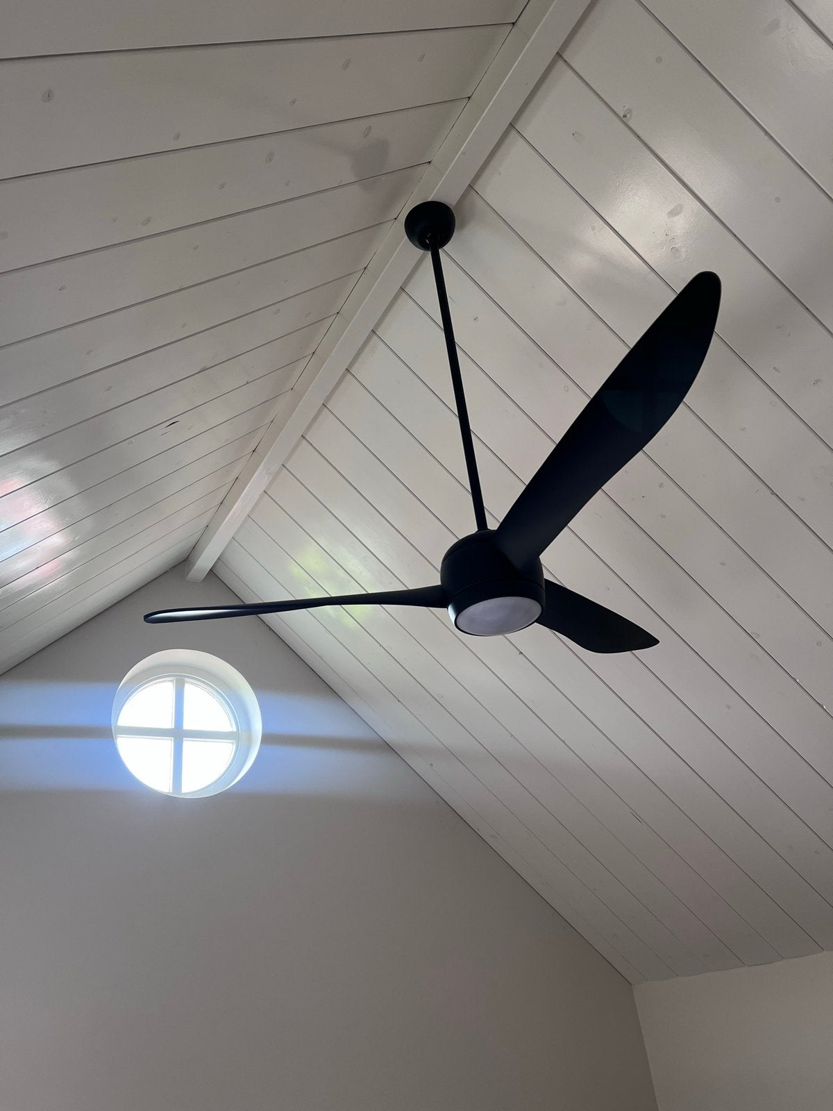 Plafondventilator met verlichting - verlengd, Ophalen, Modern, Zwart, LED