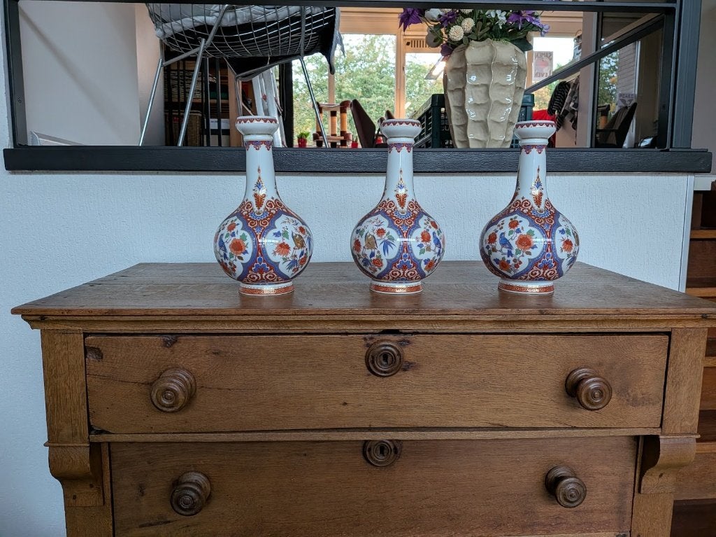 Set van 3 porseleinen (kast)vazen met vogeldecor, Ophalen