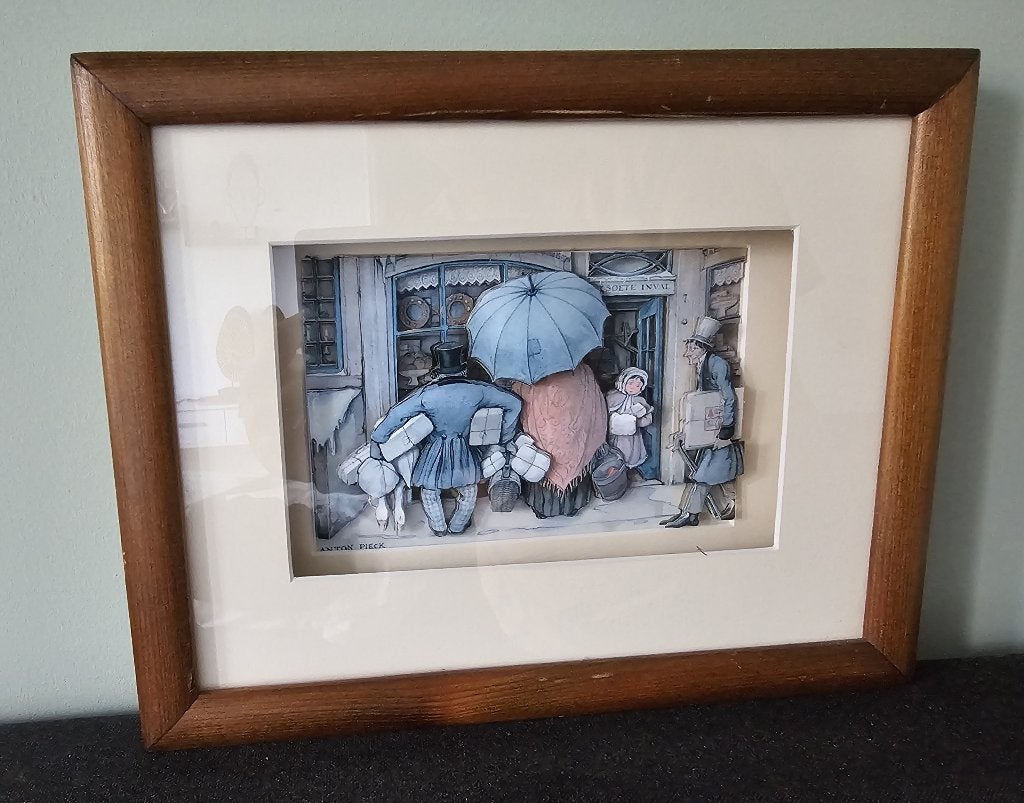 LEUKE OUDE BROCANTE INGELIJSTE "ANTON PIECK" 3D PRENT, Verzamelen, Gebruikt, Ophalen of Verzenden, Voor 1940, Prent
