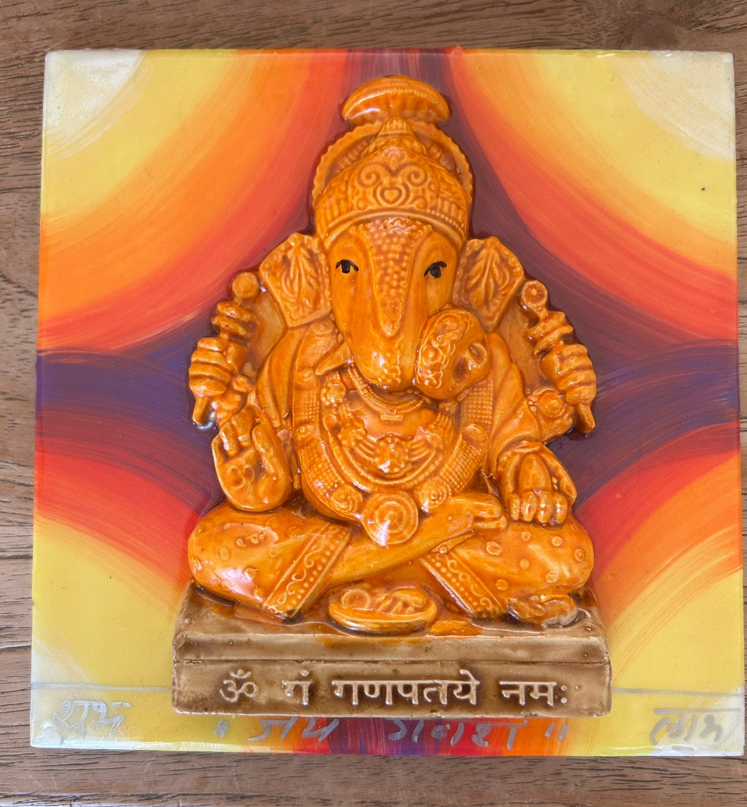 Ganesha 3D tegel., 25 cm, 15 cm, Meerkleurig, Nieuw