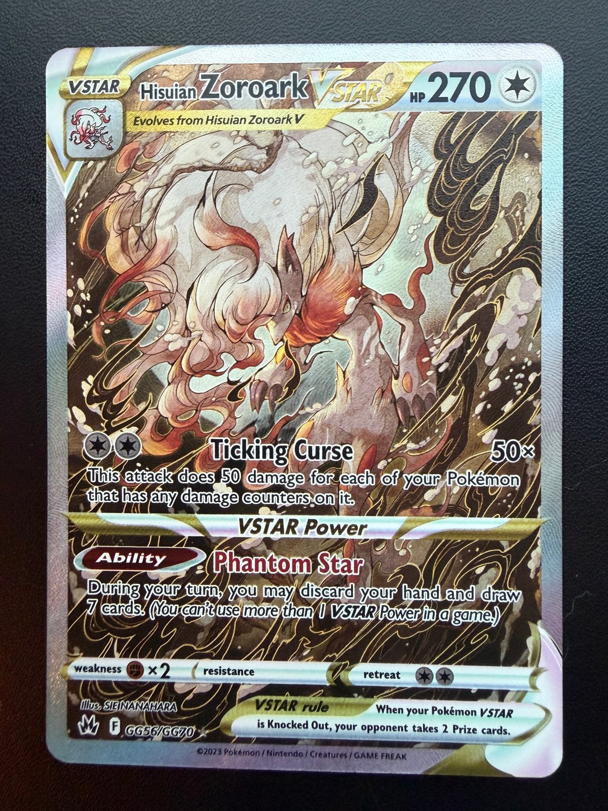 Hisuian Zoroark VSTAR Pokémon Kaart (GG56/GG70), Ophalen of Verzenden, Zo goed als nieuw, Losse kaart, Foil