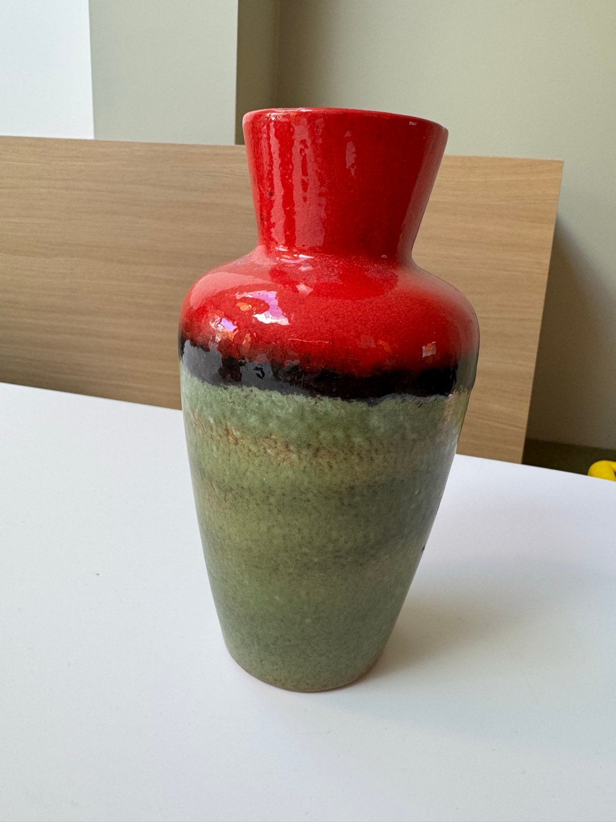 Vintage West Germany ‘Fat Lava’ vaas rood/groen, 23-18, Antiek en Kunst, Antiek | Vazen, Ophalen of Verzenden
