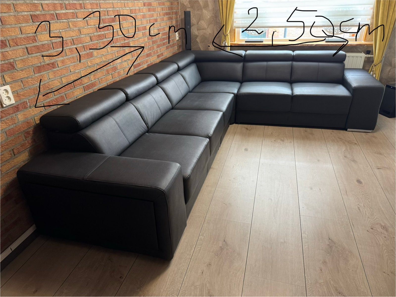 Ruime Zwarte Hoekbank - Comfortabel en Modern, Huis en Inrichting, Ophalen, Hoekbank, 300 cm of meer, Leer