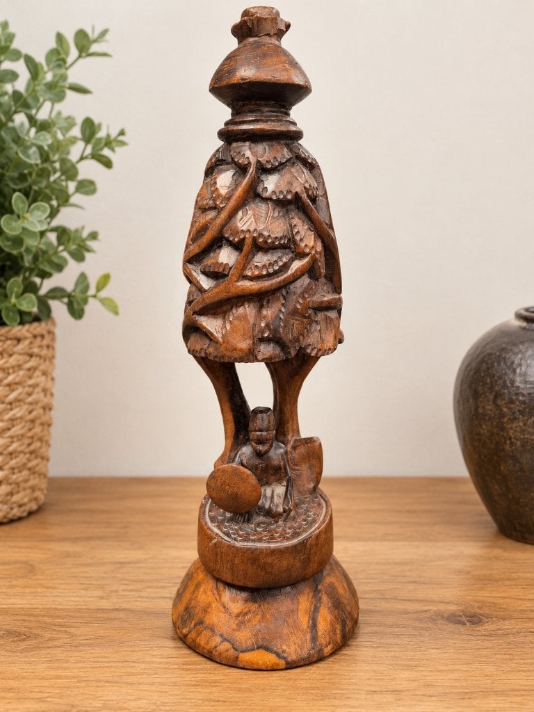 Handgesneden tafel lamp, Ophalen of Verzenden