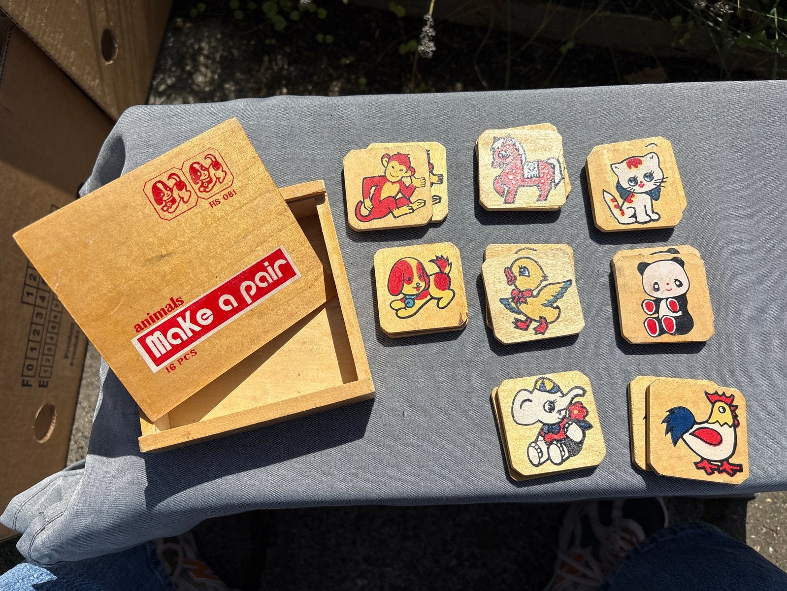 Vintage Houten Memory Spel 'Make a Pair' Dieren, Ophalen of Verzenden, Gebruikt, Overige typen