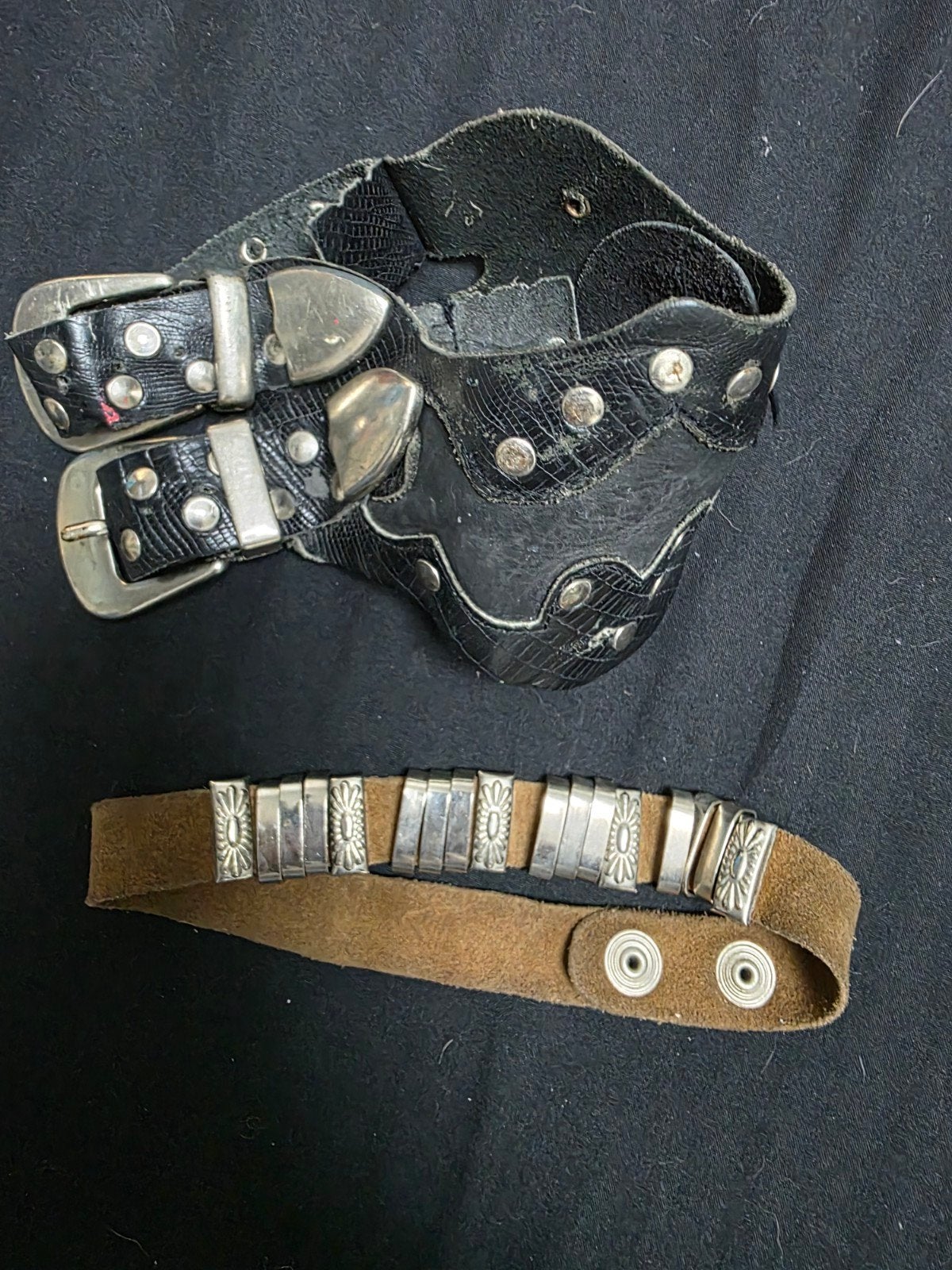 2 Leren retro western/rock/biker armbanden., Ophalen, Zwart, Leer