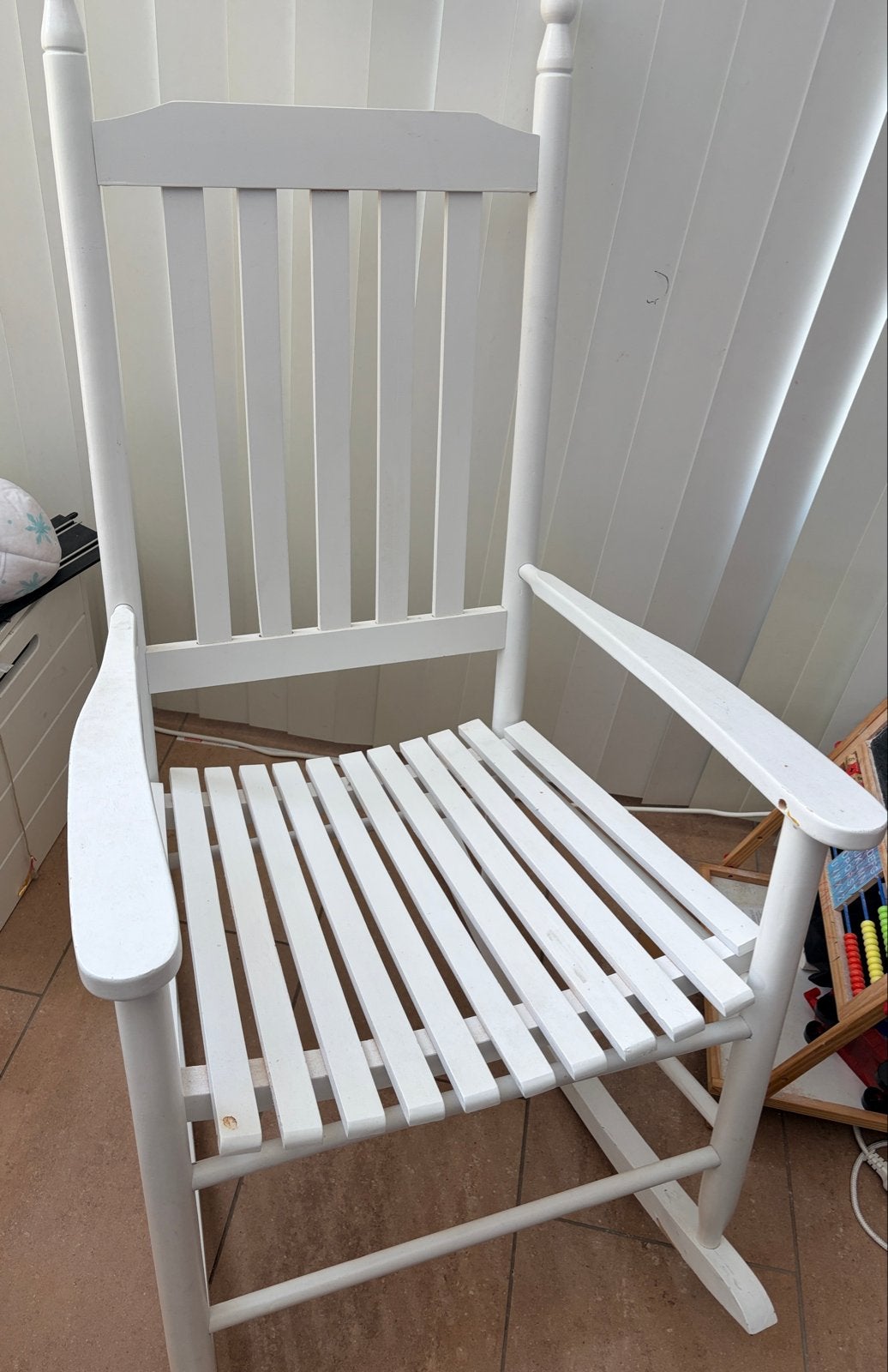 Witte houten schommelstoel, Ophalen, Gebruikt, Wit, Eén
