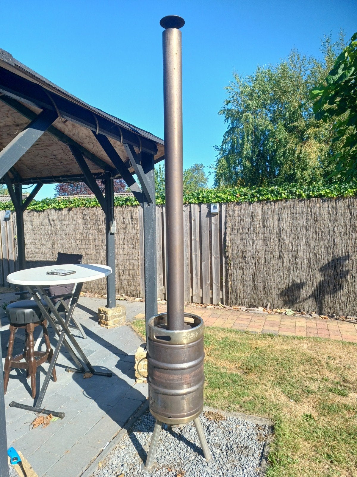 RVS kachel Bierfust buitenkachel / vuurton, Ophalen, Zo goed als nieuw, Vuurton