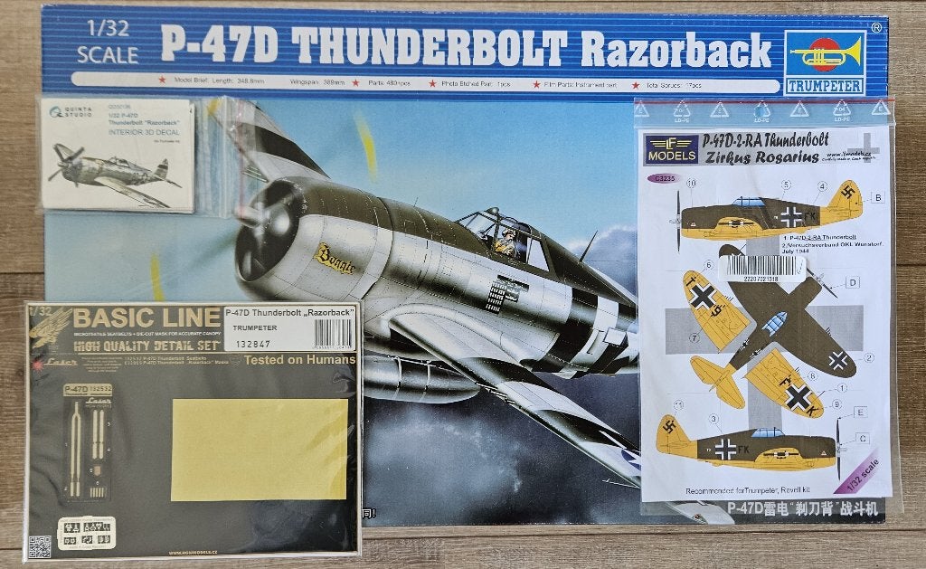 P-47D Thunderbolt Razorback - Trumpeter 02262 1/32 + extra's, Overige merken, Nieuw, Ophalen of Verzenden, Groter dan 1:72