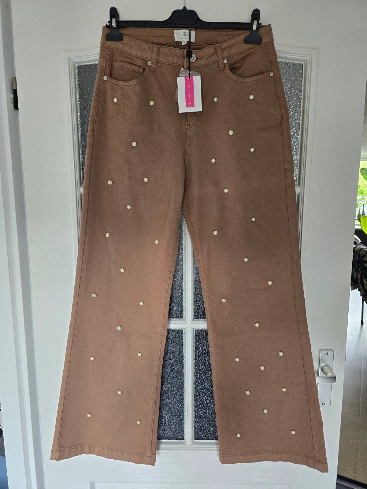 Nieuw c&s the label broek M bruin parels, Ophalen of Verzenden, Nieuw, Bruin, Lang