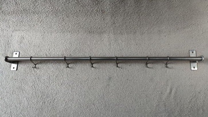 RVS keukenrail, kapstok, badkamerrail met 6 haken - 78 cm, Wandkapstok, Gebruikt, Ophalen of Verzenden, Minder dan 100 cm