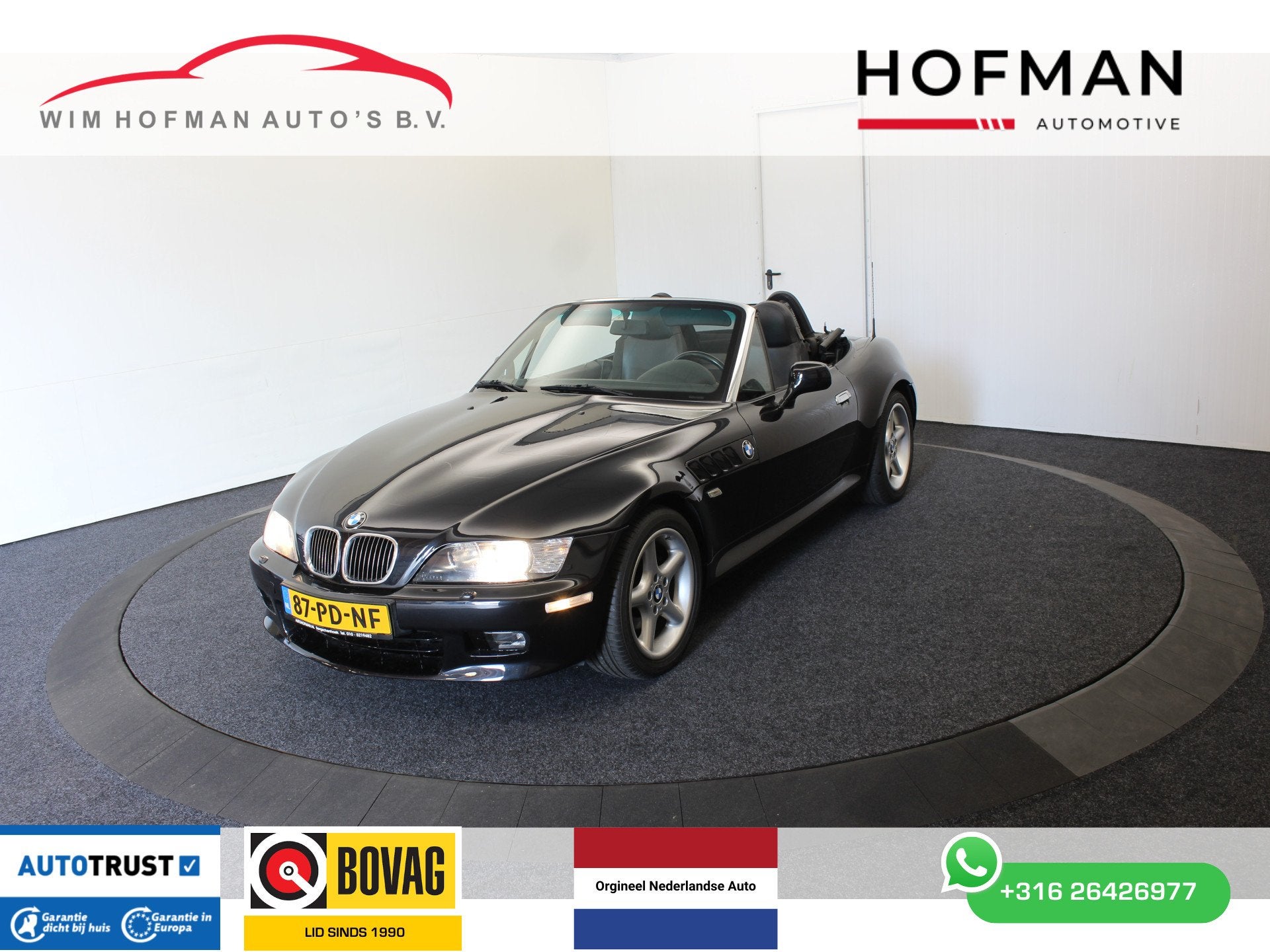 BMW Z3 2.8 6 Cil.194PK Aut Widebody top conditie EL Kap Leer, Auto's, Gebruikt, Stoelverwarming, Cabriolet, Zwart