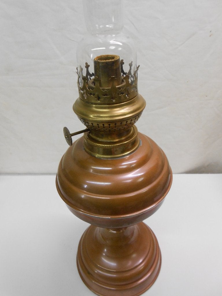 Olielamp, roodkoper, tafellamp, Antiek en Kunst, Ophalen of Verzenden