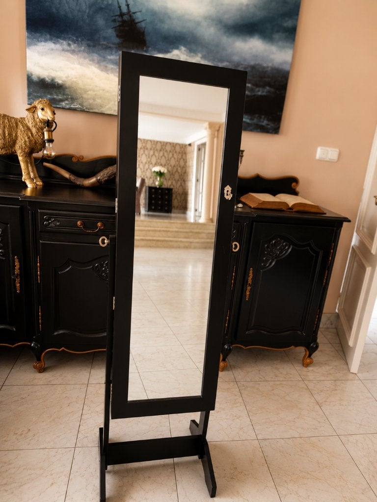 Juwelenkast staande spiegelkast + sieraden + display's, Ophalen, Rechthoekig, Minder dan 50 cm, Minder dan 100 cm