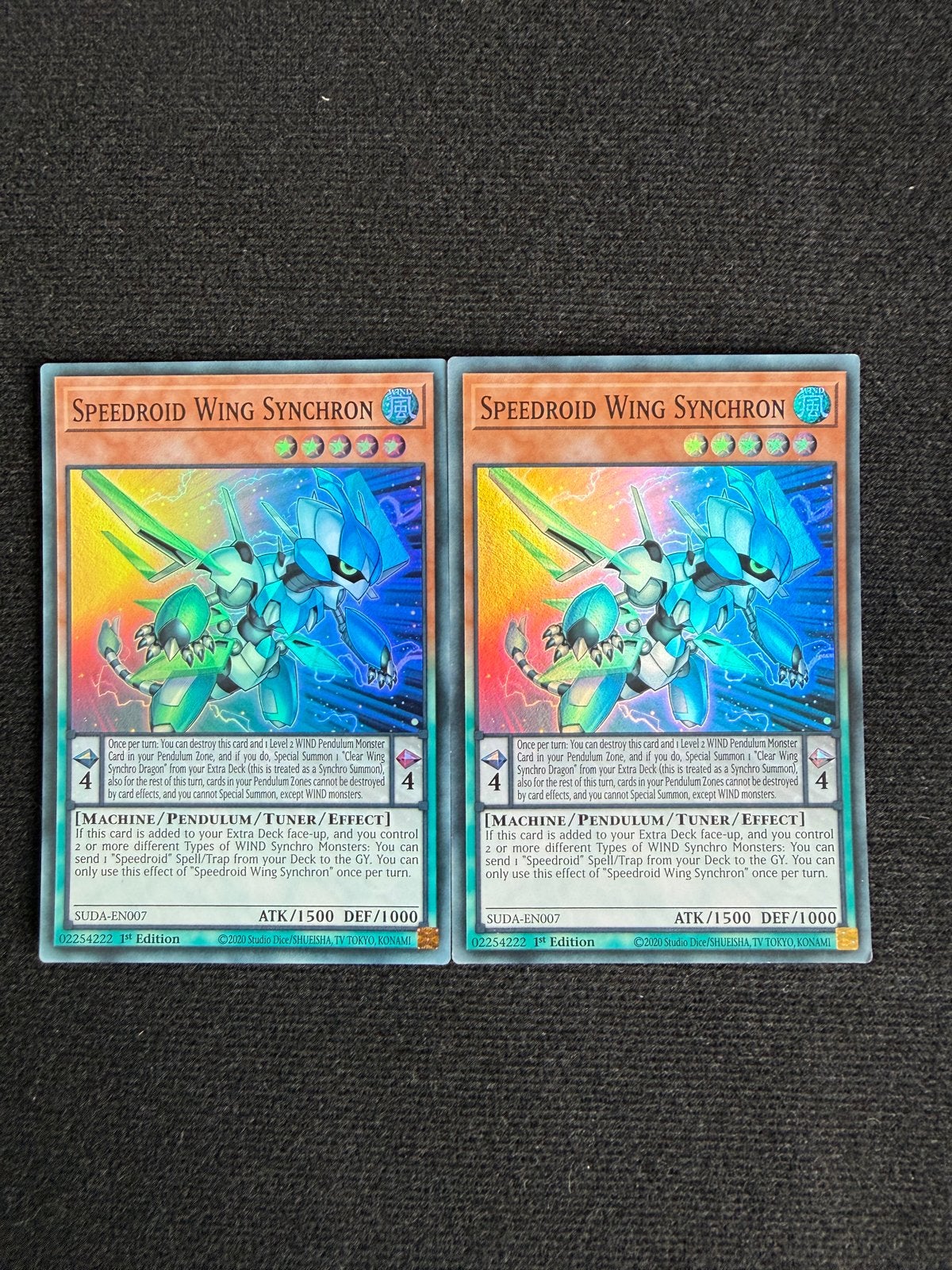 2x Speedroid Wing Synchron- SR - SUDA-EN007 1st Edition, Verzenden, Zo goed als nieuw, Meerdere kaarten