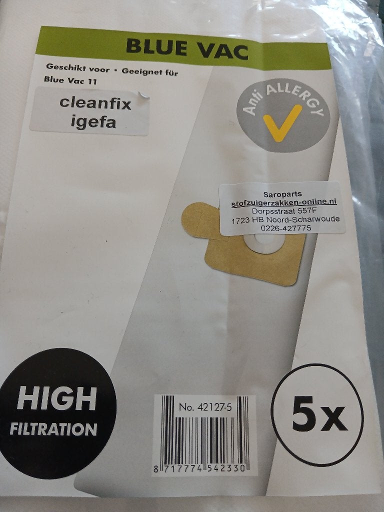 Stofzuigerzakken 8x  voor blue vac 11, Ophalen, Nieuw