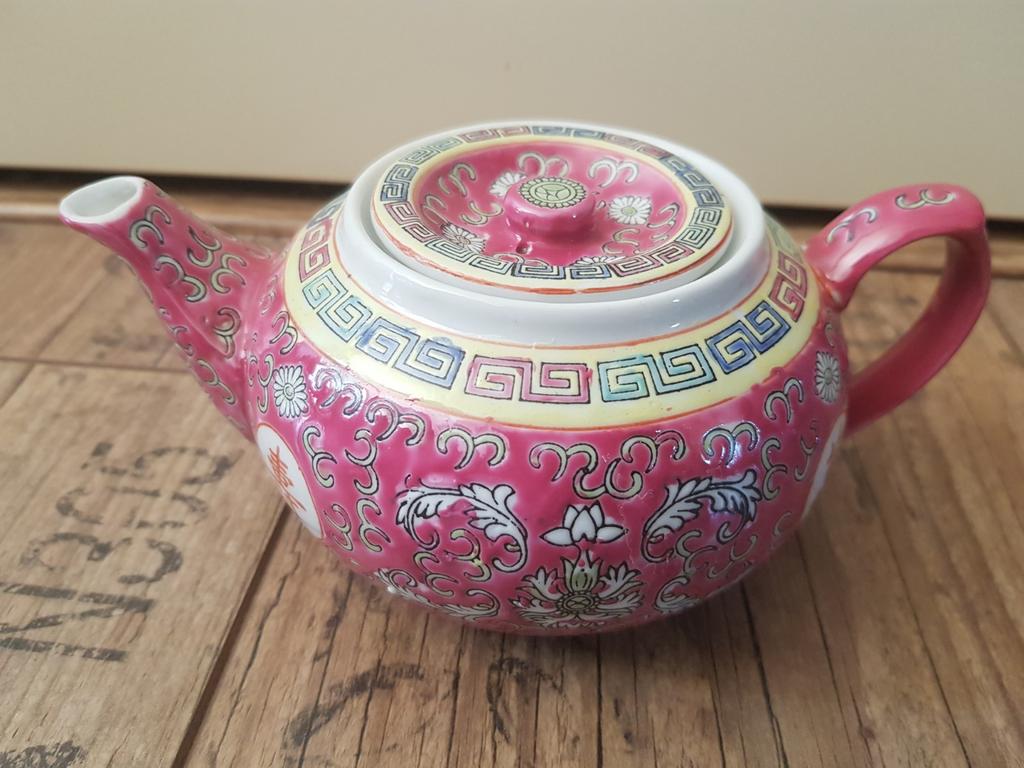Theepot Chinees porselein chinoiserie mun shou, Ophalen of Verzenden