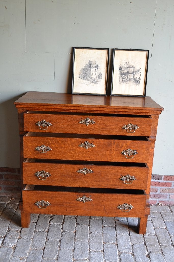 Prachtige antieke eiken houten ladekast, dressoir, commode., Verzenden