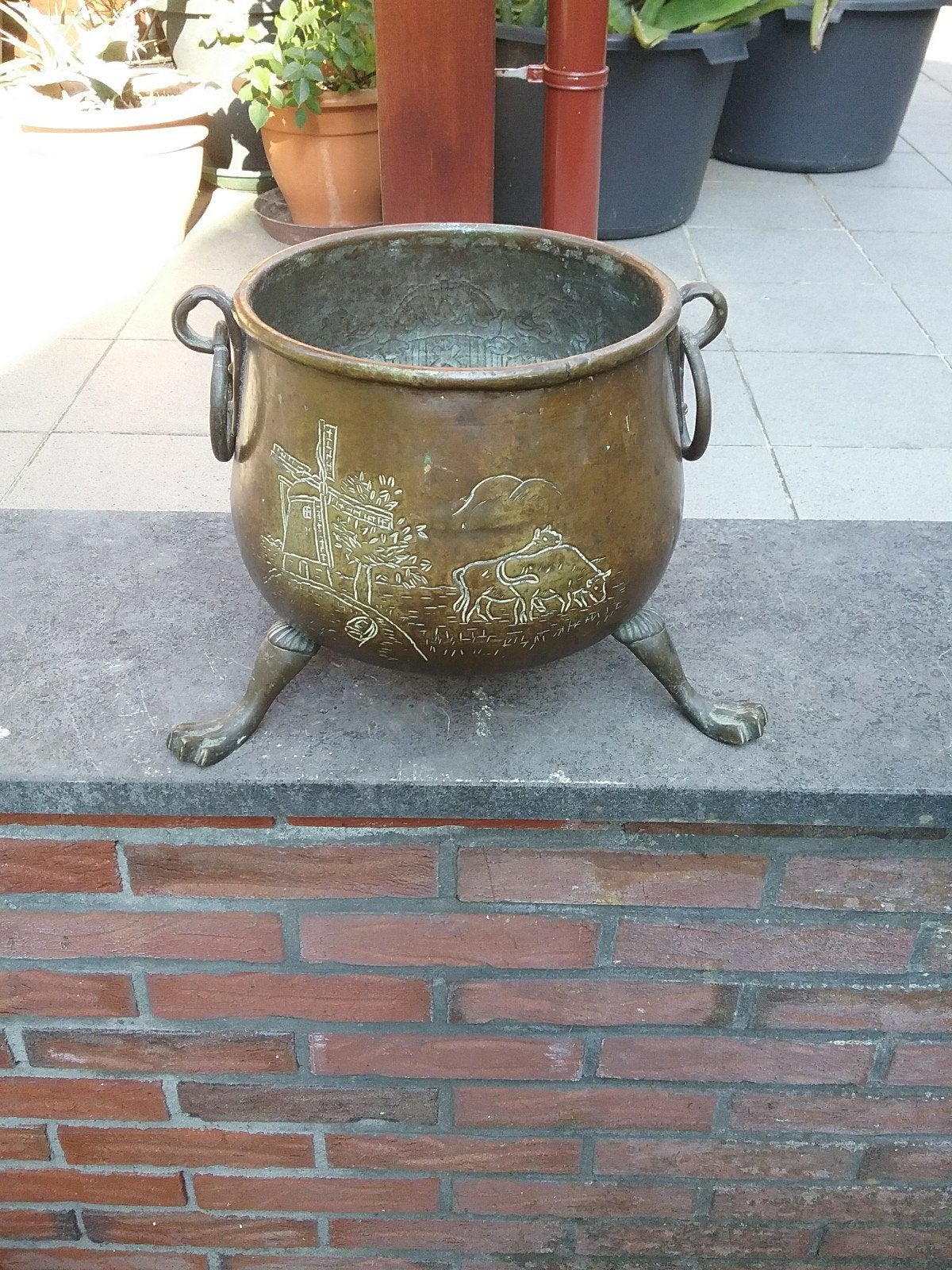 ANTIEKE BIJZONDERE KOPEREN POT MET INSCRIPTIES, Antiek en Kunst, Antiek | Koper en Brons, Ophalen