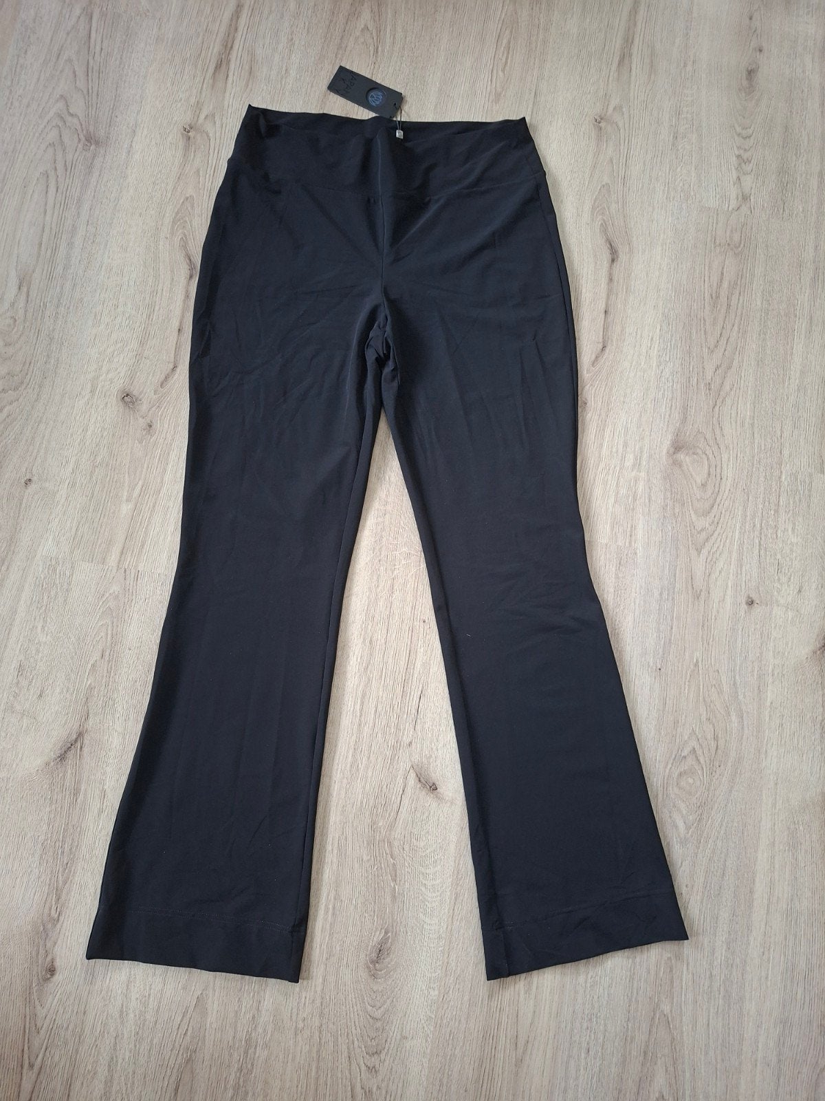 Nieuw!JAPAN TKY/Supermooie zwarte flared broek/travelstofXXL, Zwart, Nieuw, Ophalen of Verzenden, Lang