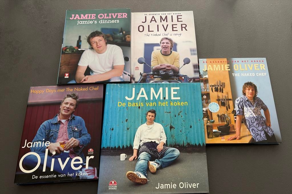 Jamie Oliver-5 boeken, Boeken, Ophalen of Verzenden, Zo goed als nieuw, Overige gebieden