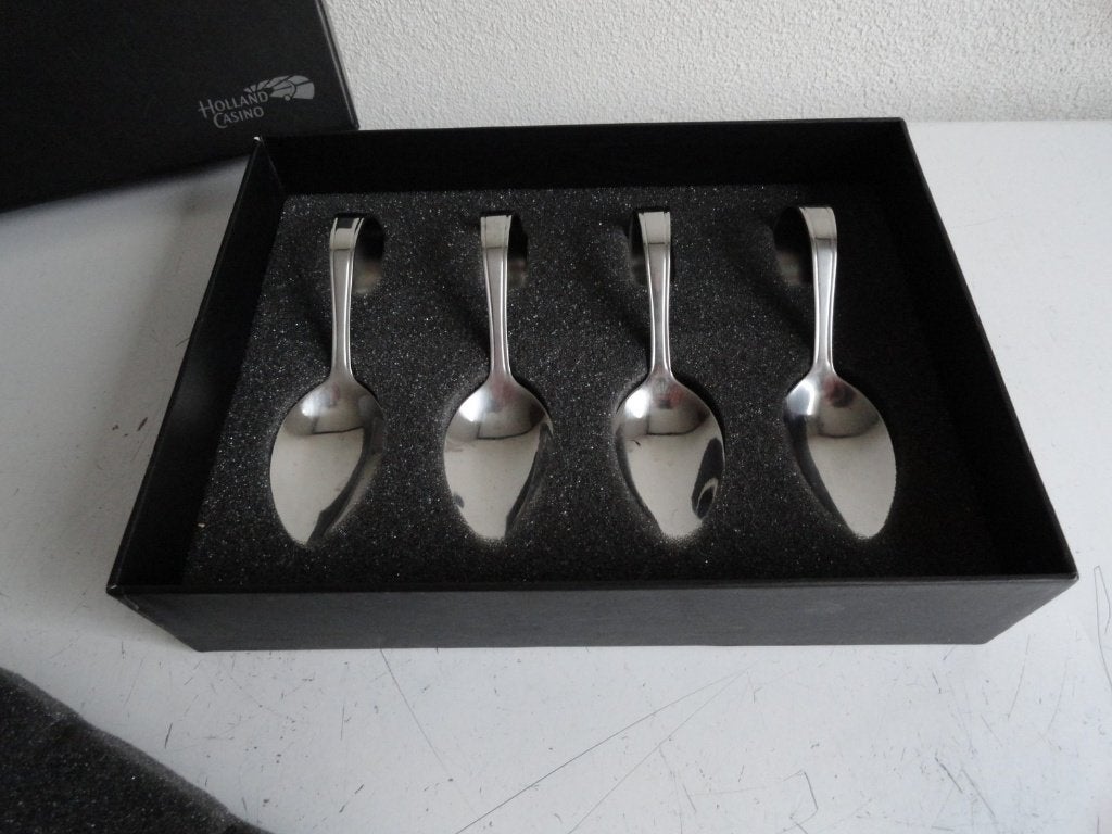 Amuse lepeltjes, 4 stuks, nieuw, zilvekleurig, Ophalen of Verzenden, Zo goed als nieuw, Rvs of Chroom