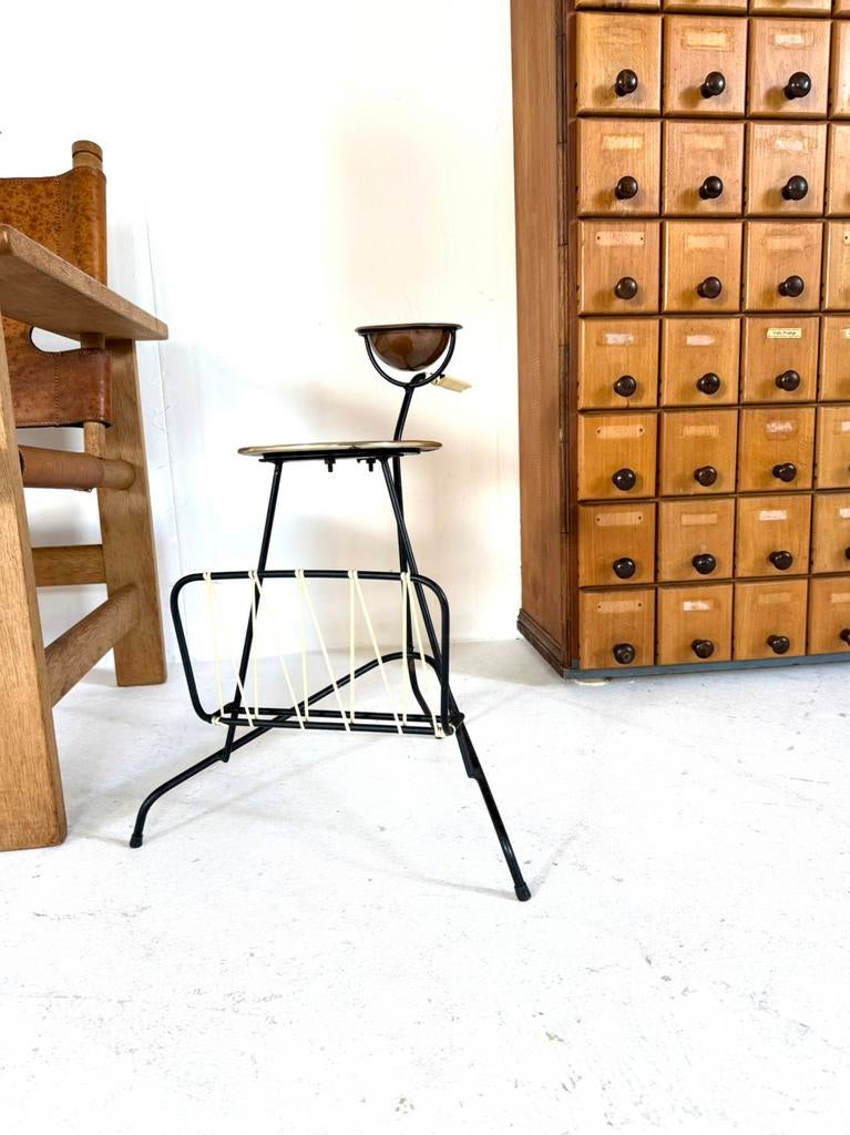 Vintage Deense rokers bijzettafel/magazijnrek ‘60, Ophalen of Verzenden, Zo goed als nieuw