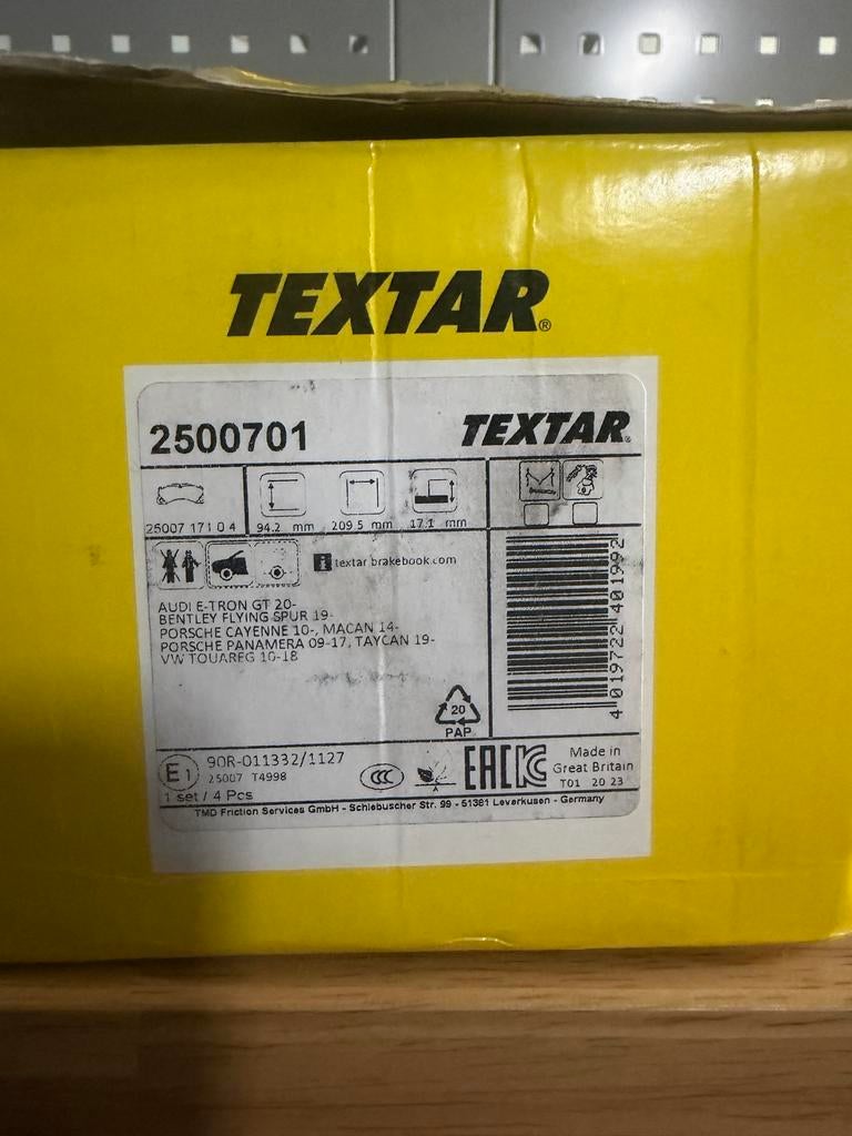 Textar Remblokken & Slijtageindicator Porsche/Audi/VW, Ophalen of Verzenden, Nieuw, Audi