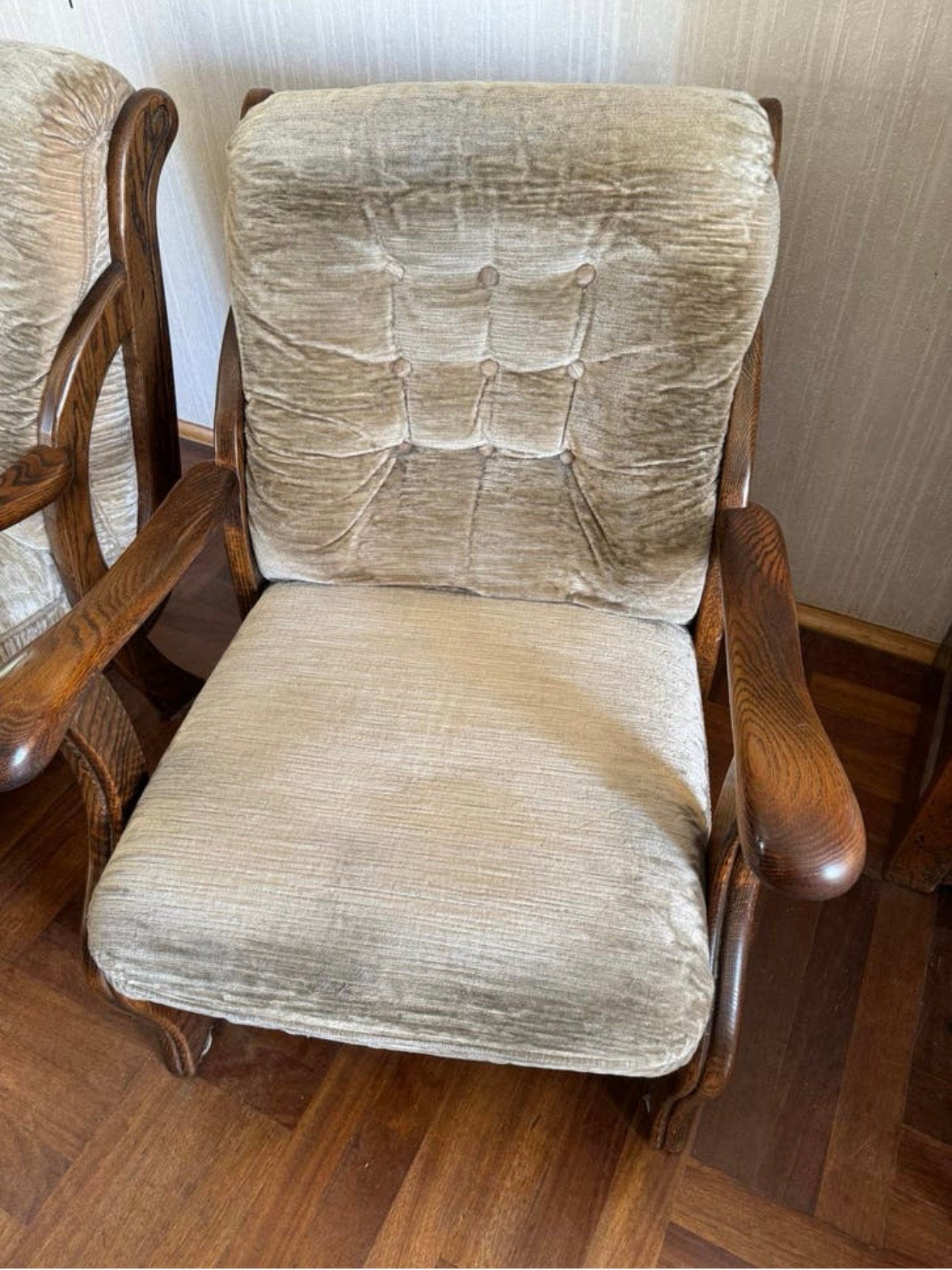 2 comfortabele vintage fauteuils, Ophalen, 75 tot 100 cm, Zo goed als nieuw, Stof