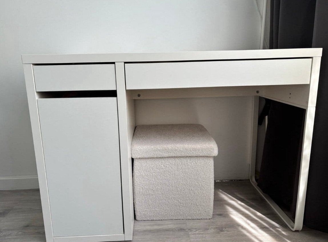 IKEA Micke bureau + gratis malm nachtkastje, Ophalen, Gebruikt, IKEA, Wit