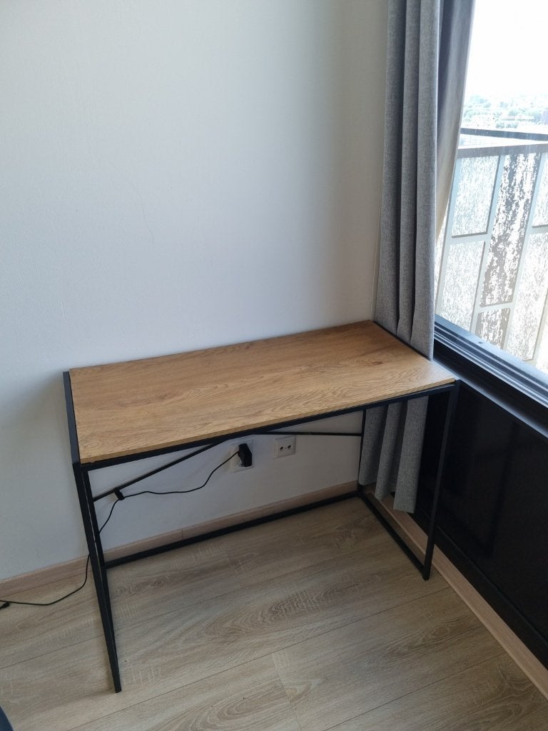 Modern bureau / desk – wood & black metal, Huis en Inrichting, Ophalen, Zo goed als nieuw, 40 cm, 100 cm