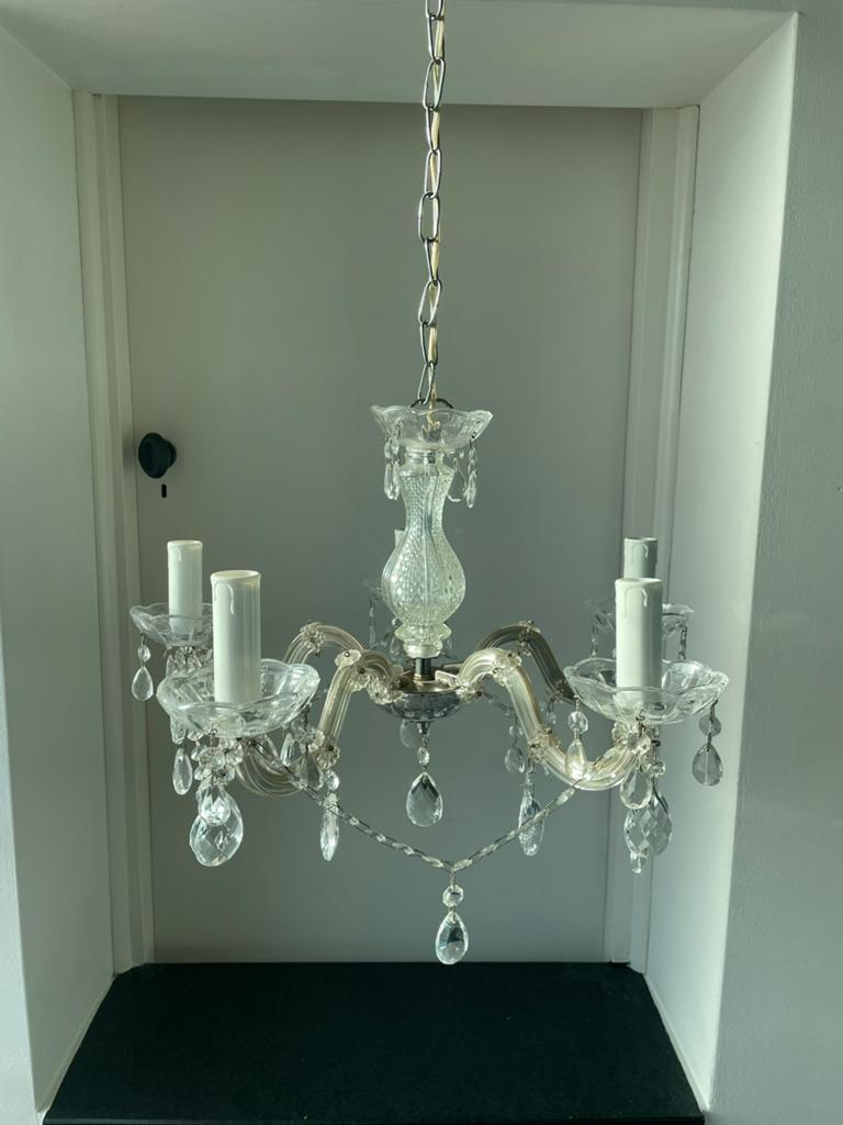 Zeer mooie kroonluchter incl. Lampenkap, Ophalen of Verzenden, Zo goed als nieuw, Glas