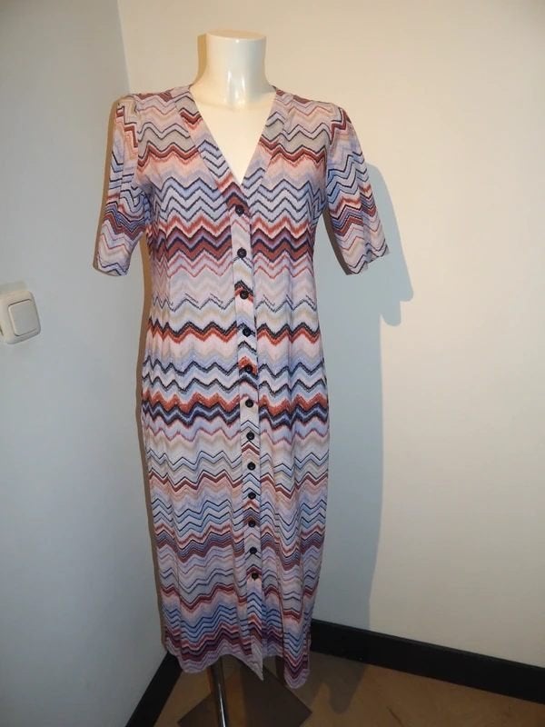 Studio Anneloes travel stof door knoop jurk aztec print S/M, Studio Anneloes, Zo goed als nieuw, Maat 36 (S), Onder de knie