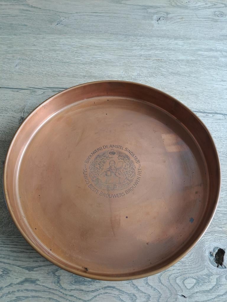Vintage roodkoperen Amstel bier dienblad, Ophalen of Verzenden