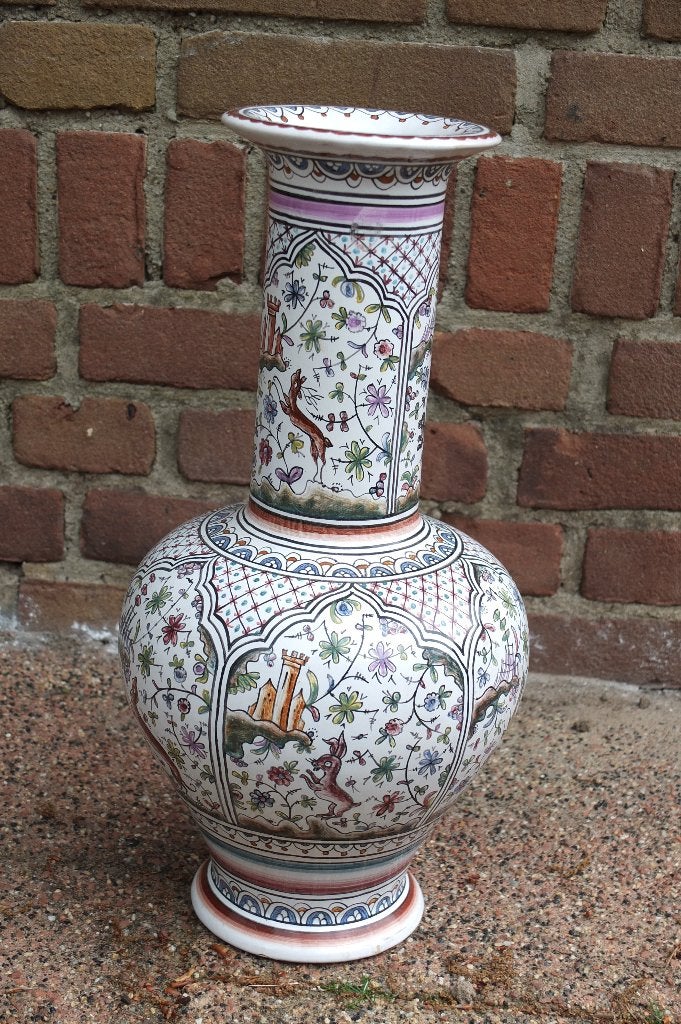 portugeese retro vintage vaas met dieren, Ophalen, Overige kleuren, Aardewerk of Porselein, Zo goed als nieuw