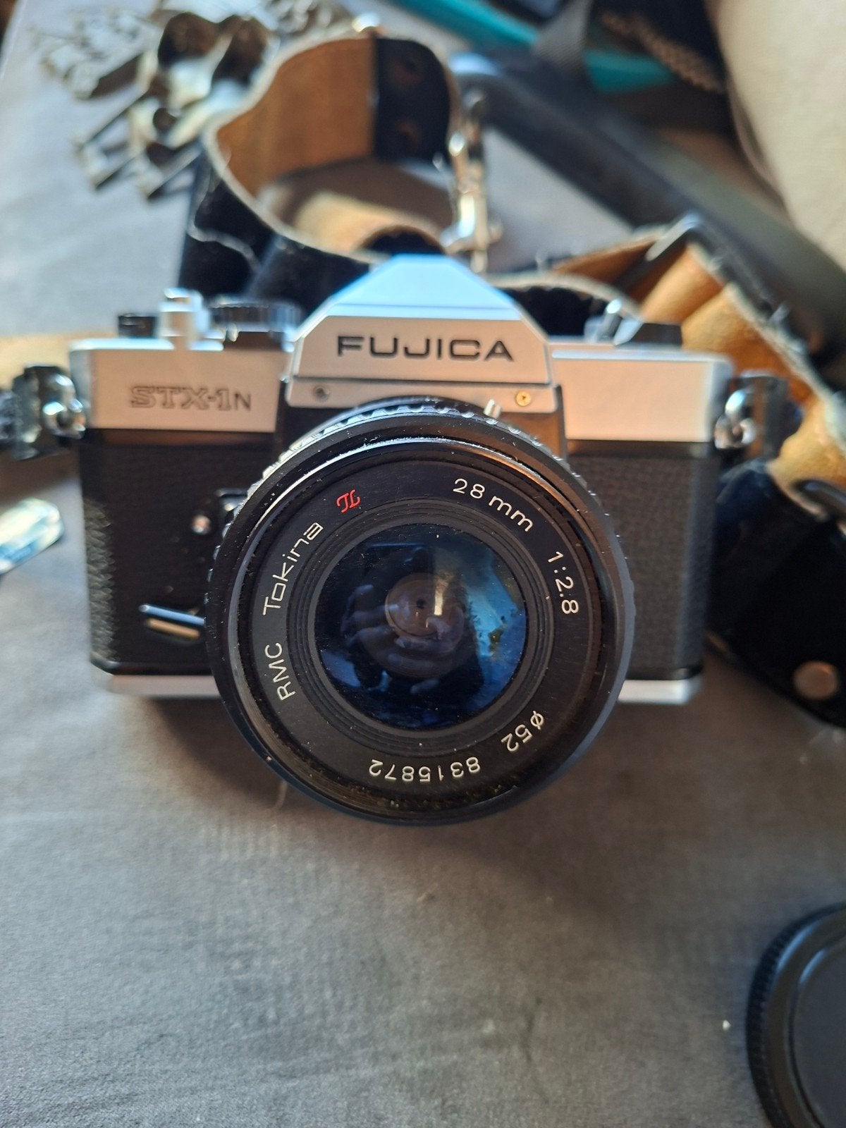 Fujica STX-1N Spiegelreflexcamera met Tokina 28mm lens, Ophalen of Verzenden, Gebruikt, Spiegelreflex, Fuji