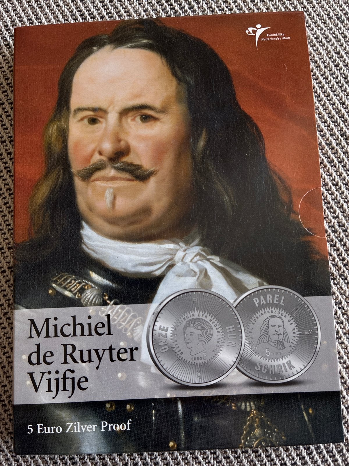 Michiel de Ruyter Vijfje 5 Euro Zilver Proof, Postzegels en Munten, Koningin Beatrix, Zilver, Euro's, Ophalen of Verzenden