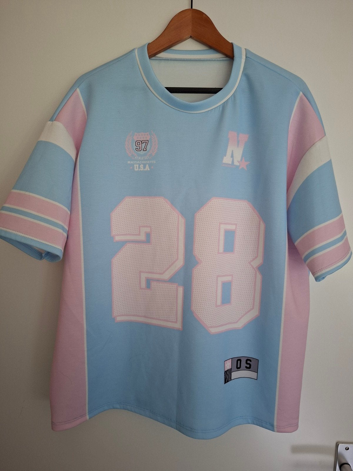 Baseball shirt mt one Size. Past tm mt. 42. In nieuwstaat., Maat 38/40 (M), Blauw, Ophalen of Verzenden, Zo goed als nieuw