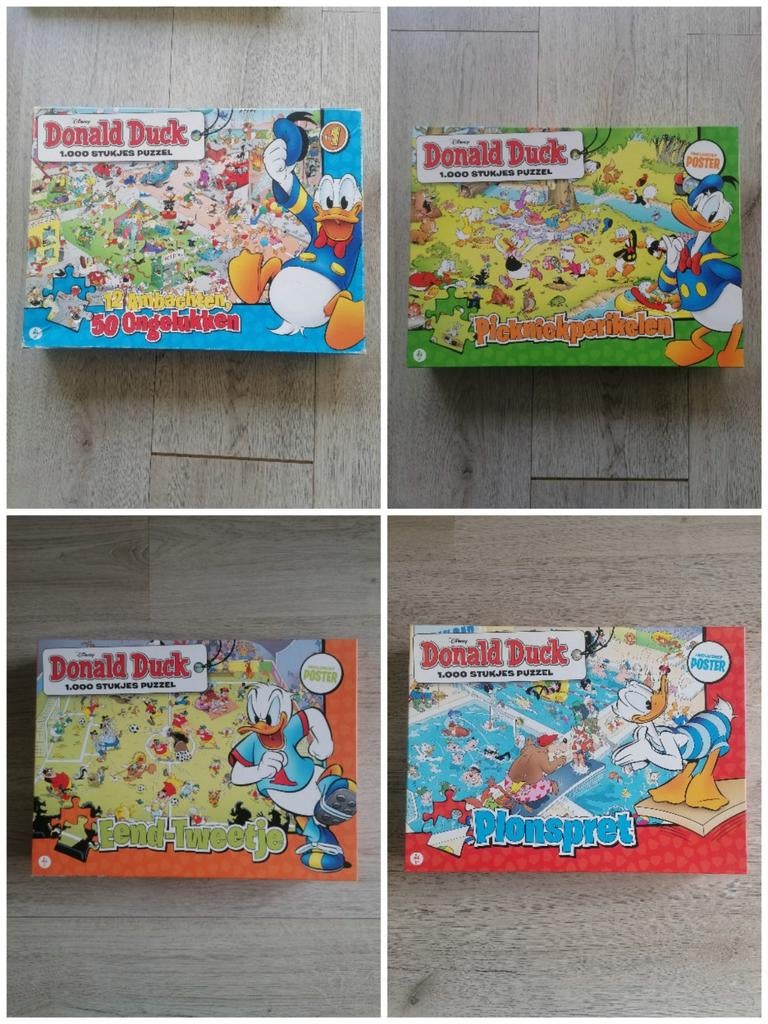 Donald Duck puzzels, Ophalen of Verzenden, Meer dan 50 stukjes, Gebruikt, 6 jaar of ouder