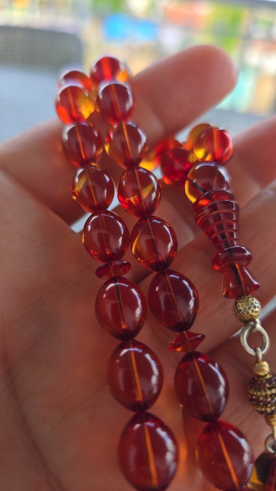 Mooie barnsteen gebedskralen - Tasbih, Overige materialen, Nieuw, Oranje, Ophalen of Verzenden