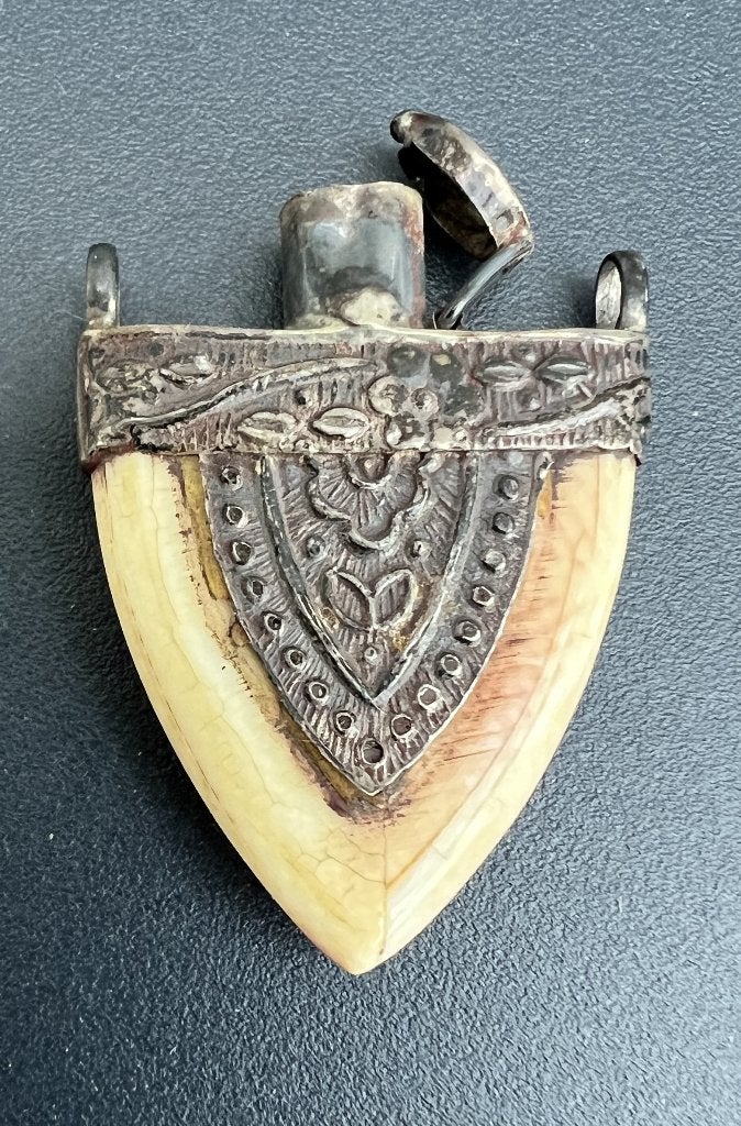 Antieke Victoriaanse Vinaigrette Hanger- Zilver - Been/Ivoor, Sieraden, Tassen en Uiterlijk, Ophalen of Verzenden, Zilver, Hanger