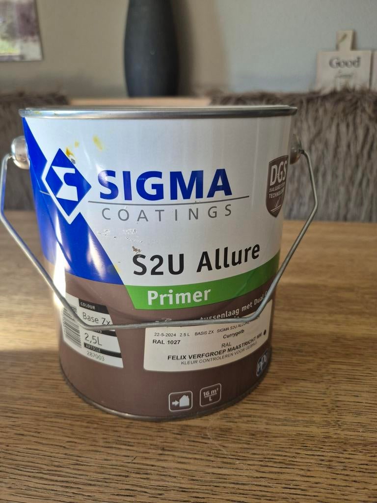 Sigma S2U Allure Primer  Ral 1027 Kerriegeel, Ophalen of Verzenden, Nieuw, Wit