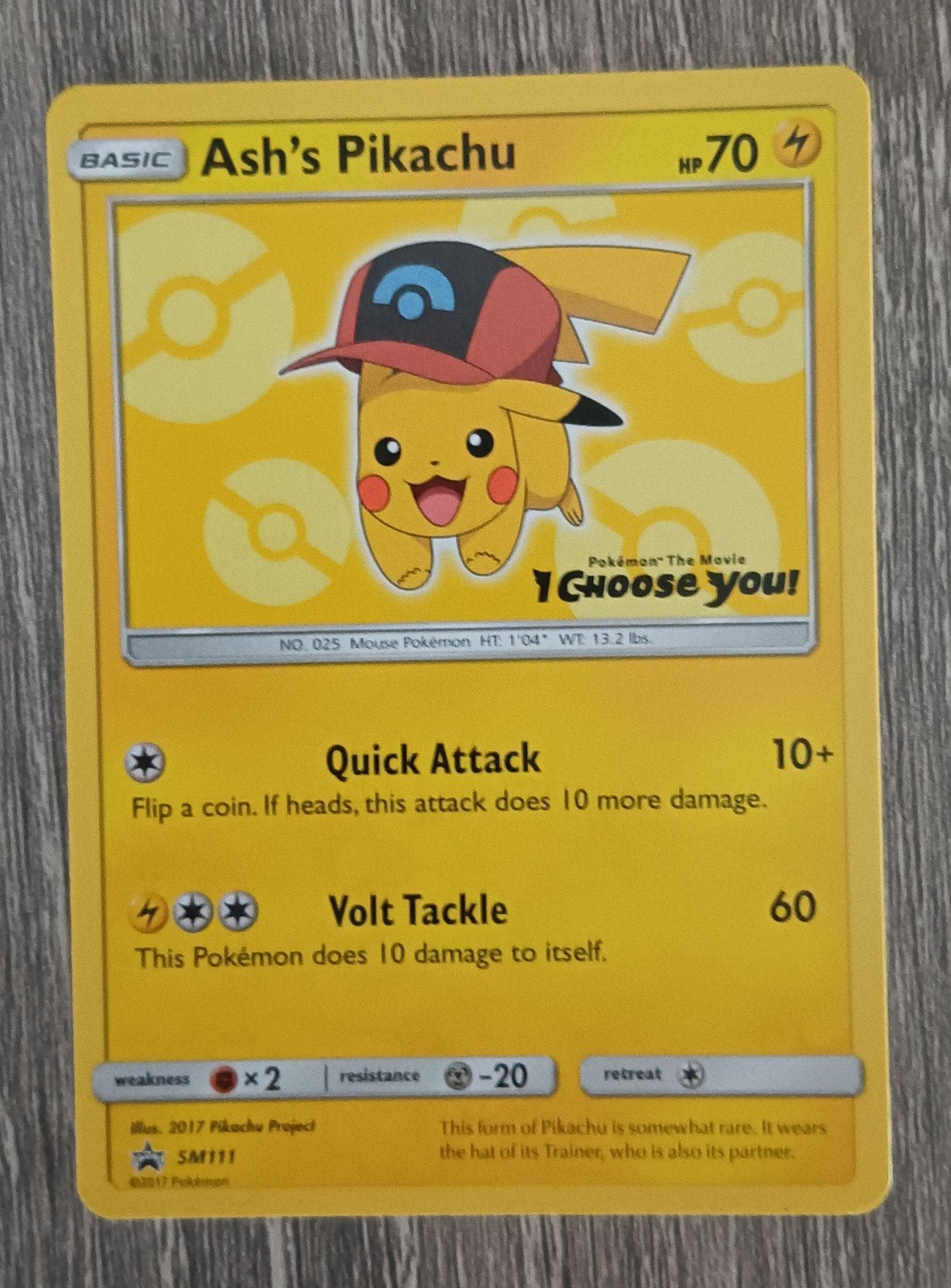 Ash's Pikachu promo Sun&Moon I Choose You, Ophalen of Verzenden, Zo goed als nieuw, Losse kaart, Foil