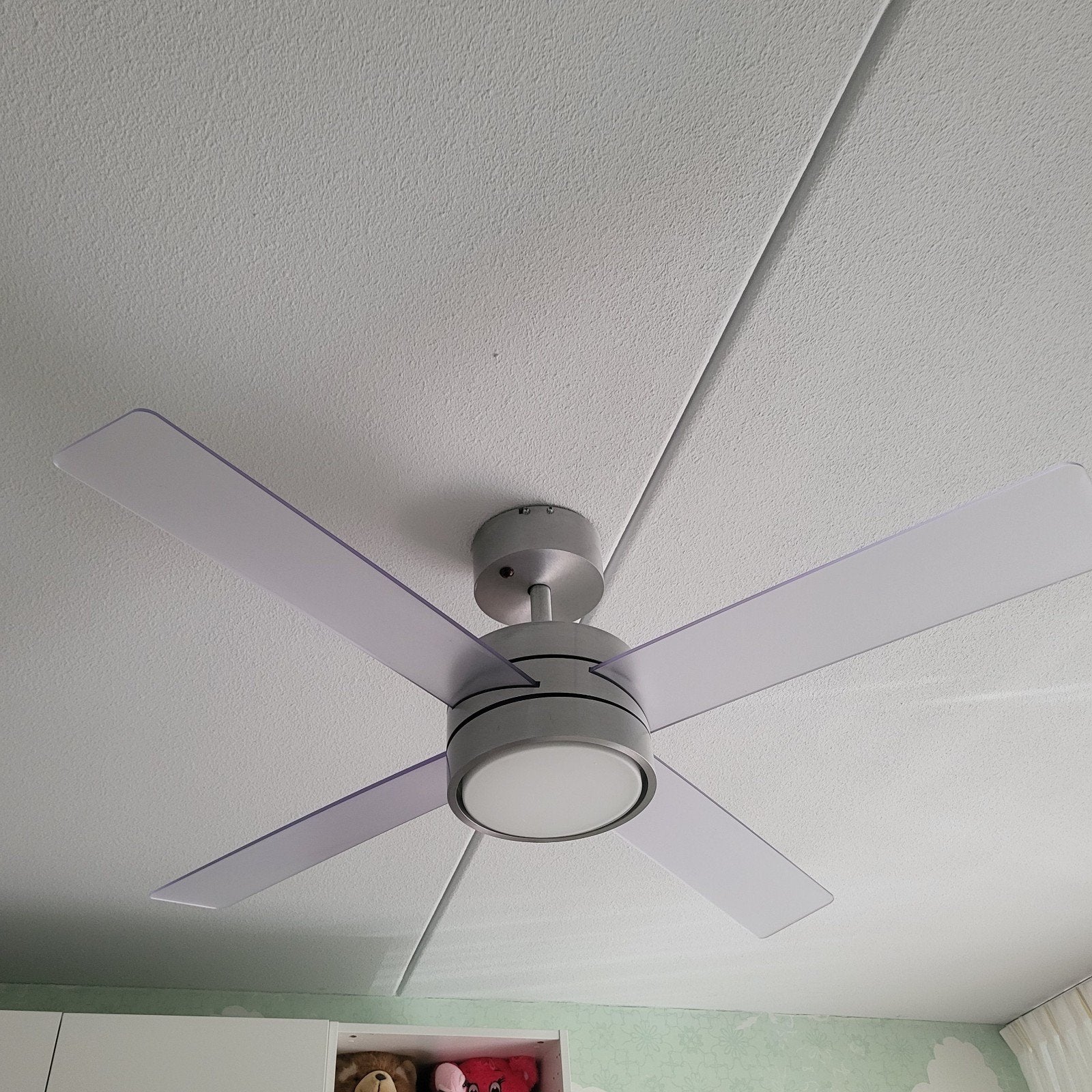 Moderne plafondventilator met verlichting, Gebruikt, Zilver, Modern, Ophalen